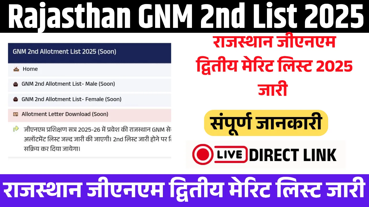Rajasthan GNM 2nd List 2025